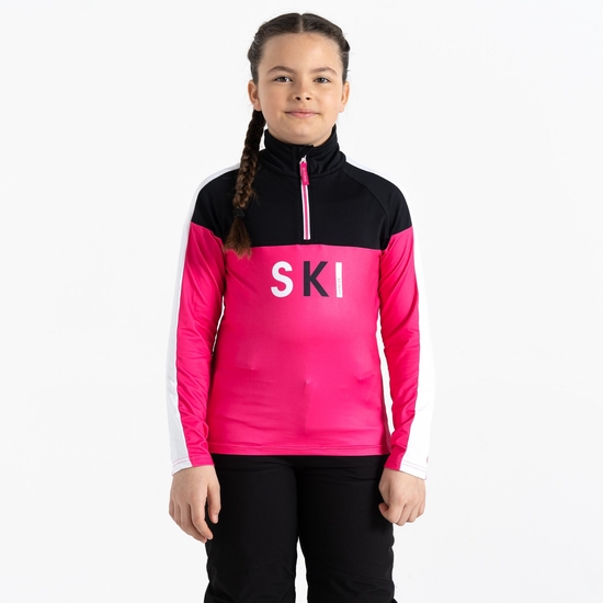 Dare 2b - Dziecięca bluza narciarska z suwakiem Pow Core Różowo-czarny