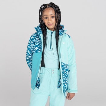 Kids' Glee Recycled Waterproof Ski Jacket Aruba Blue Zebra Print