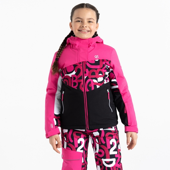 Dare 2b - Dziecięca kurtka narciarska Humour II Różowo-czarny we wzór