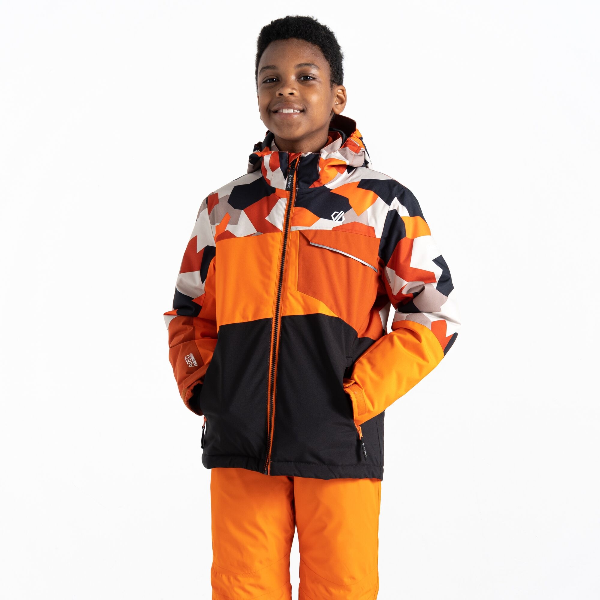 Dare 2b - Dziecięca Kurtka Narciarska Traverse Orange Camo Black, Rozmiar: 104 cm