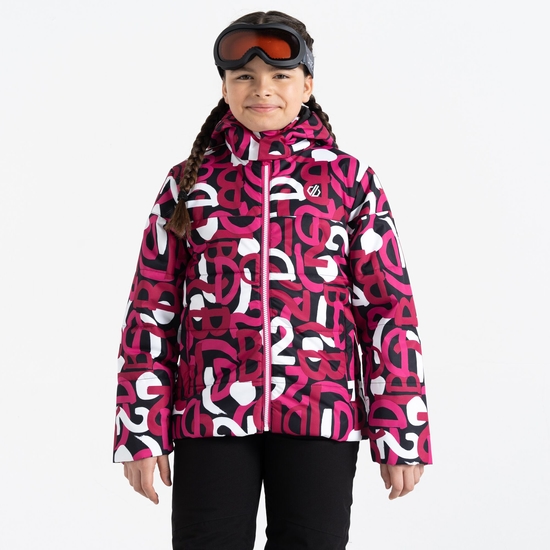 Dare 2b - Dziecięca kurtka narciarska ocieplana Liftie Różowy we wzór
