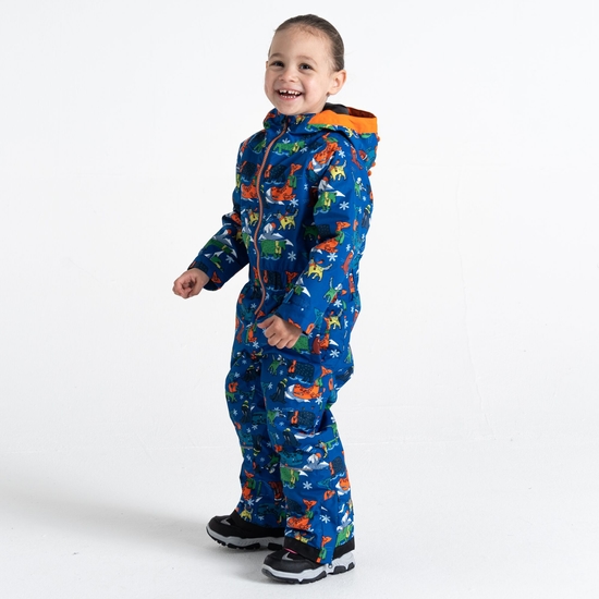 Kids' Snowplay Snowsuit Blue Arctic Animals