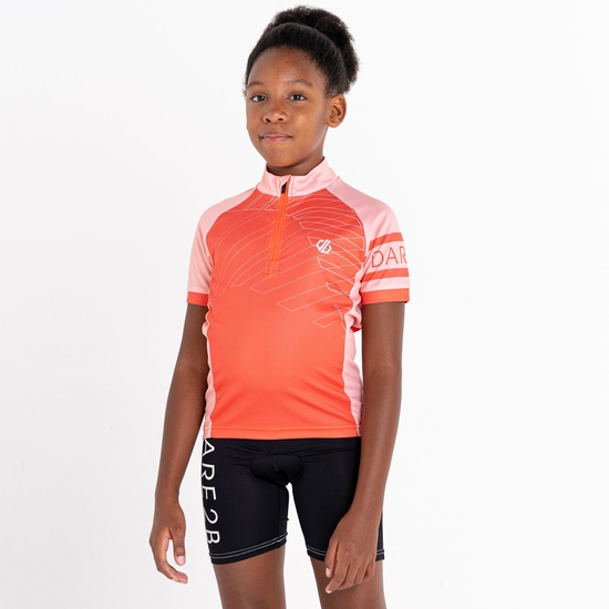 Dare 2b - Kids' Speed Up Cycling Jersey Neon Peach