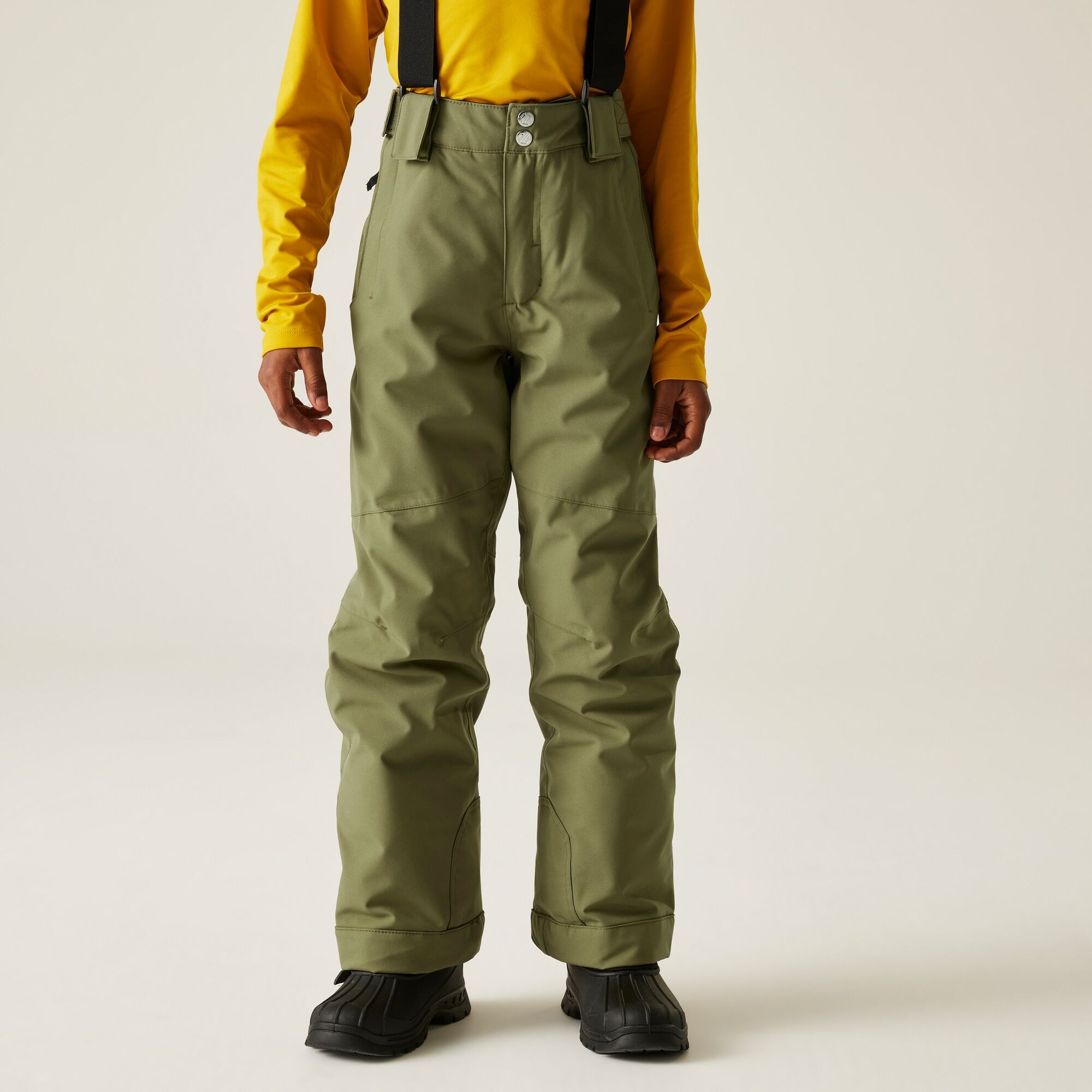 Dare 2b Spodnie narciarskie dziecięce z membraną z szelkami Outmove II Zielony