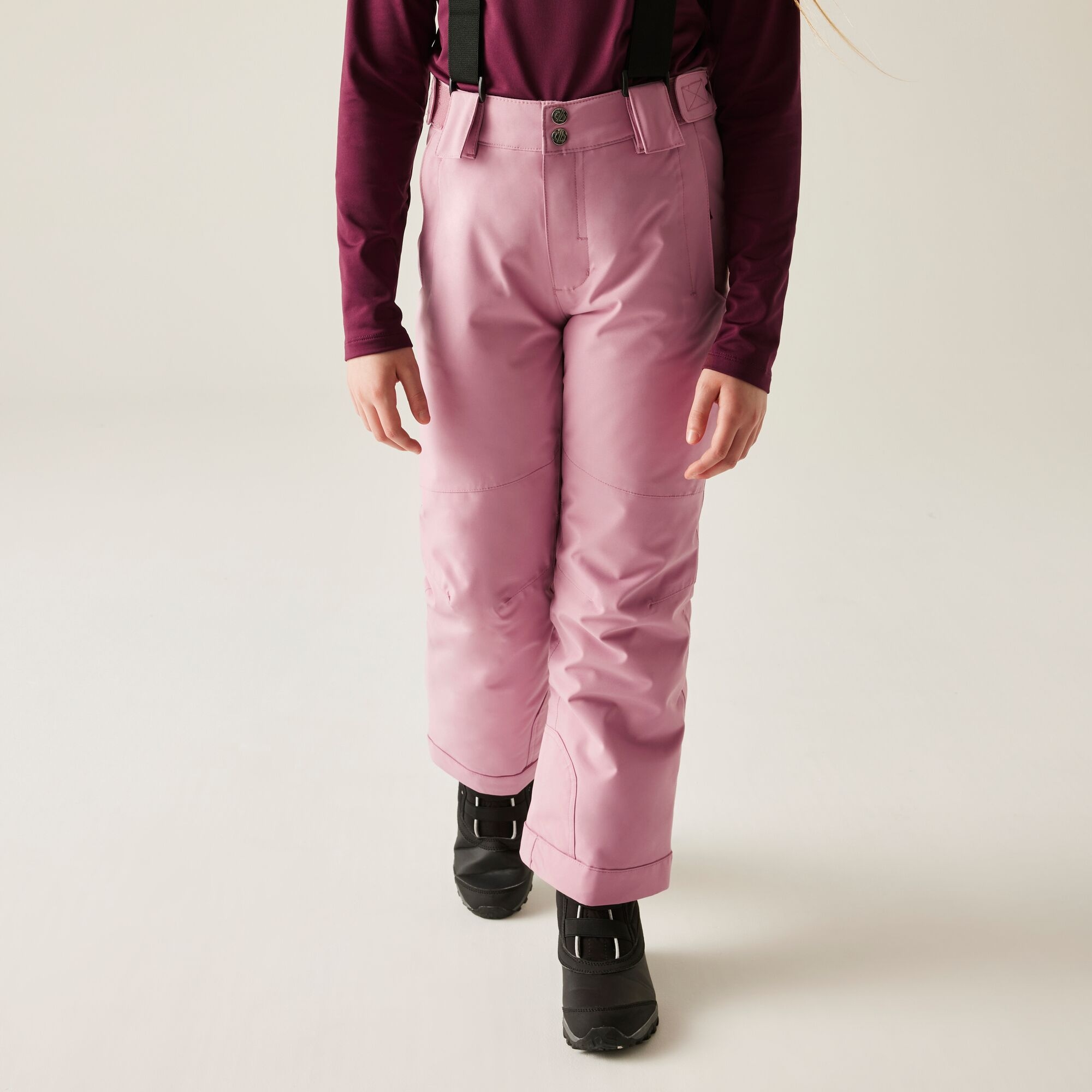 Dare 2b Spodnie narciarskie dziecięce z membraną z szelkami Outmove II Różowy