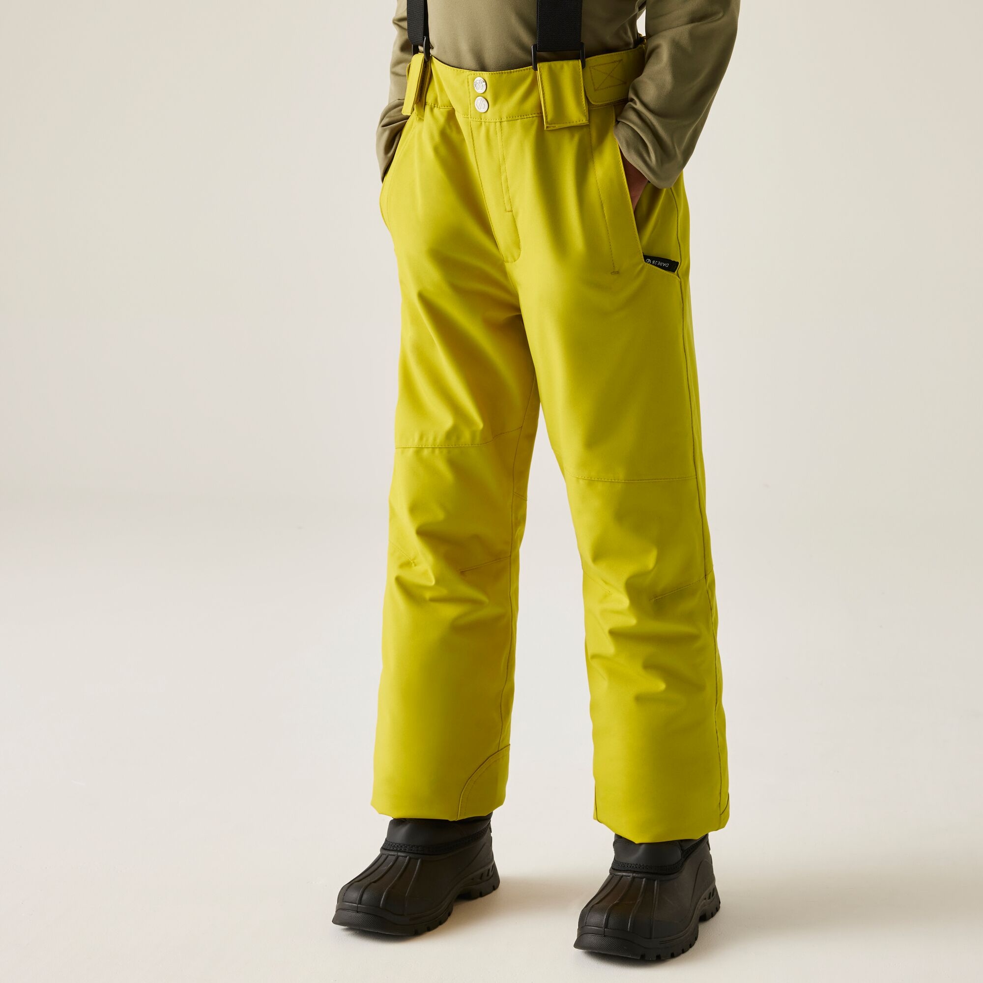 Dare 2b Spodnie narciarskie dziecięce z membraną z szelkami Outmove II Żółty