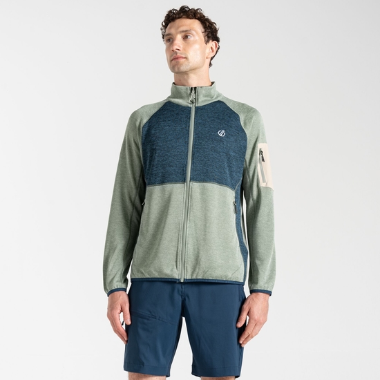 Men's Mountain Series Zip Through Fleece Green Moonlight Denim