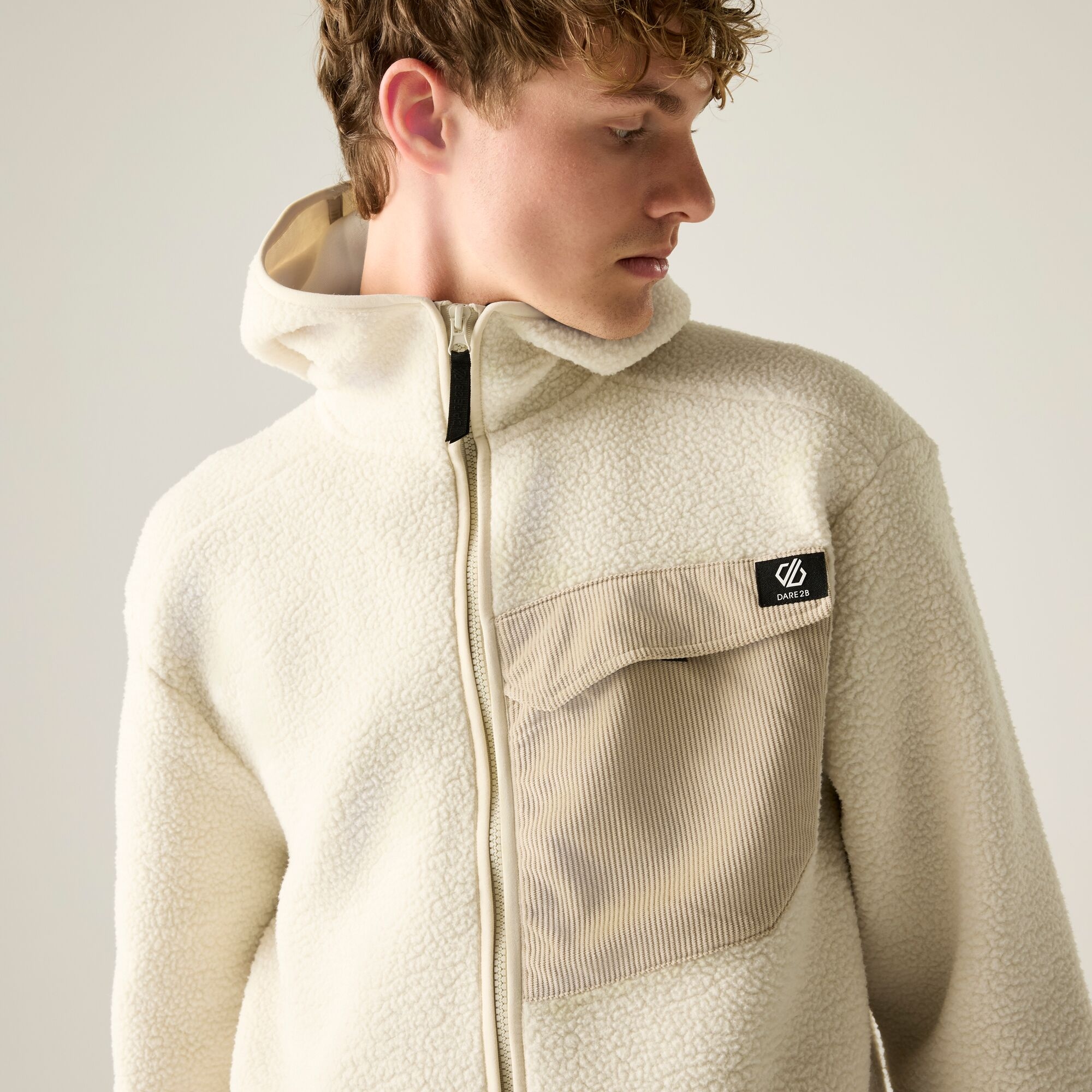 Dare 2b Polar męski rozsuwany Firn Hooded Borg Biały