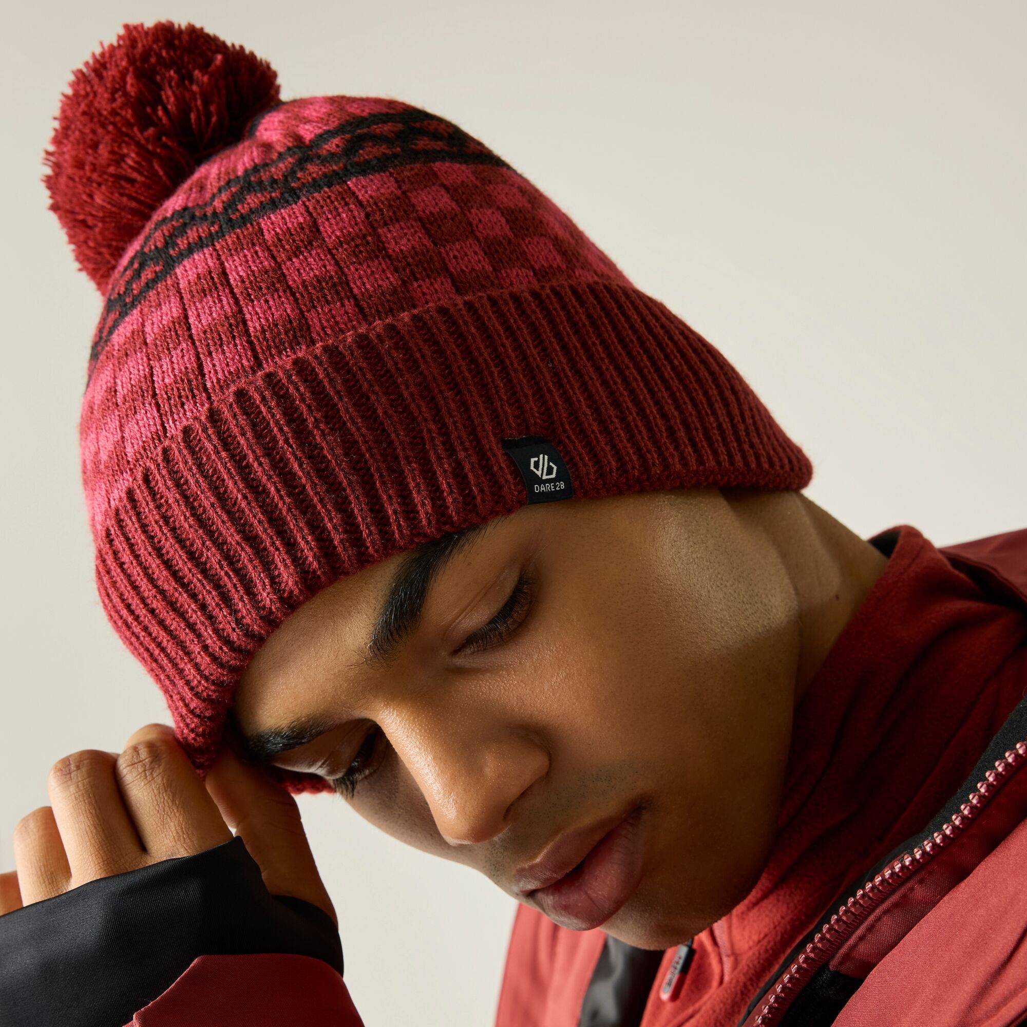 Dare 2B Men's Pom Bobble Hat Red - Image 1