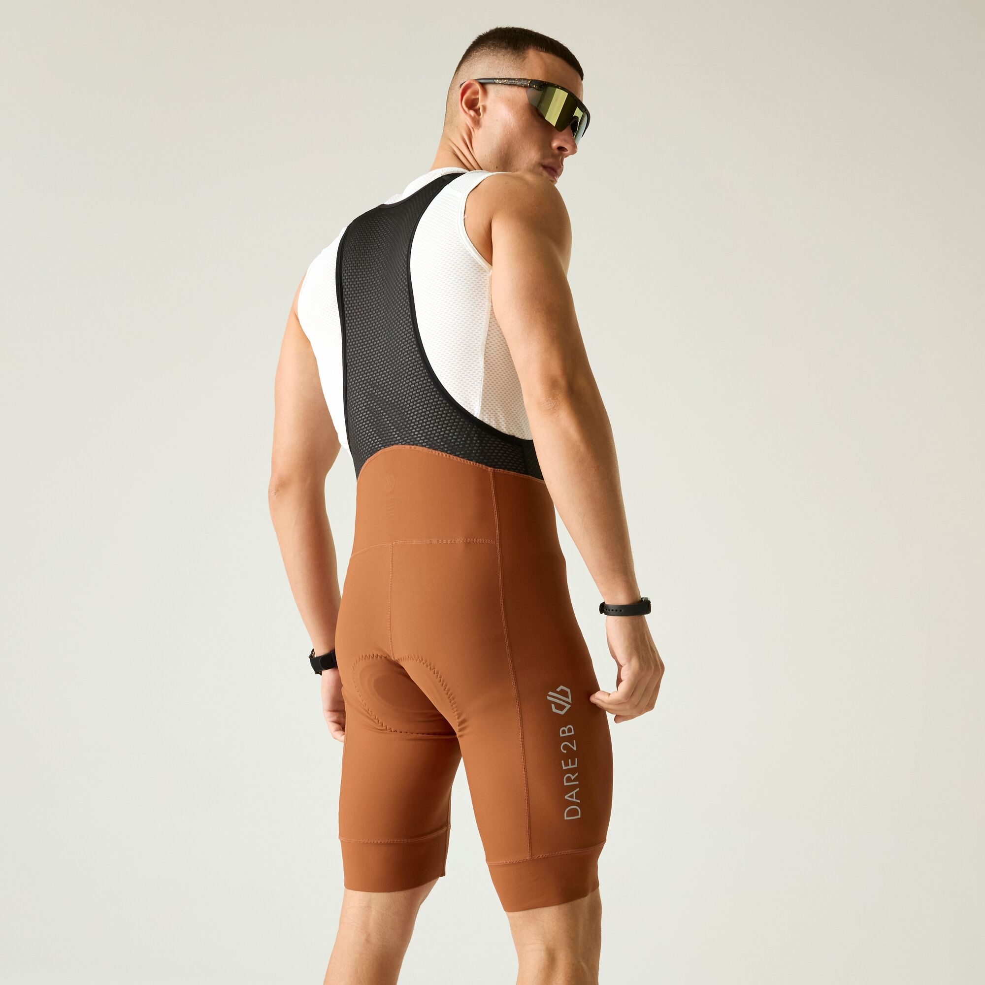Dare 2b   Kombinezon rowerowy męski krótki odblaskowy Ultra Bibbed Pomarańczowy