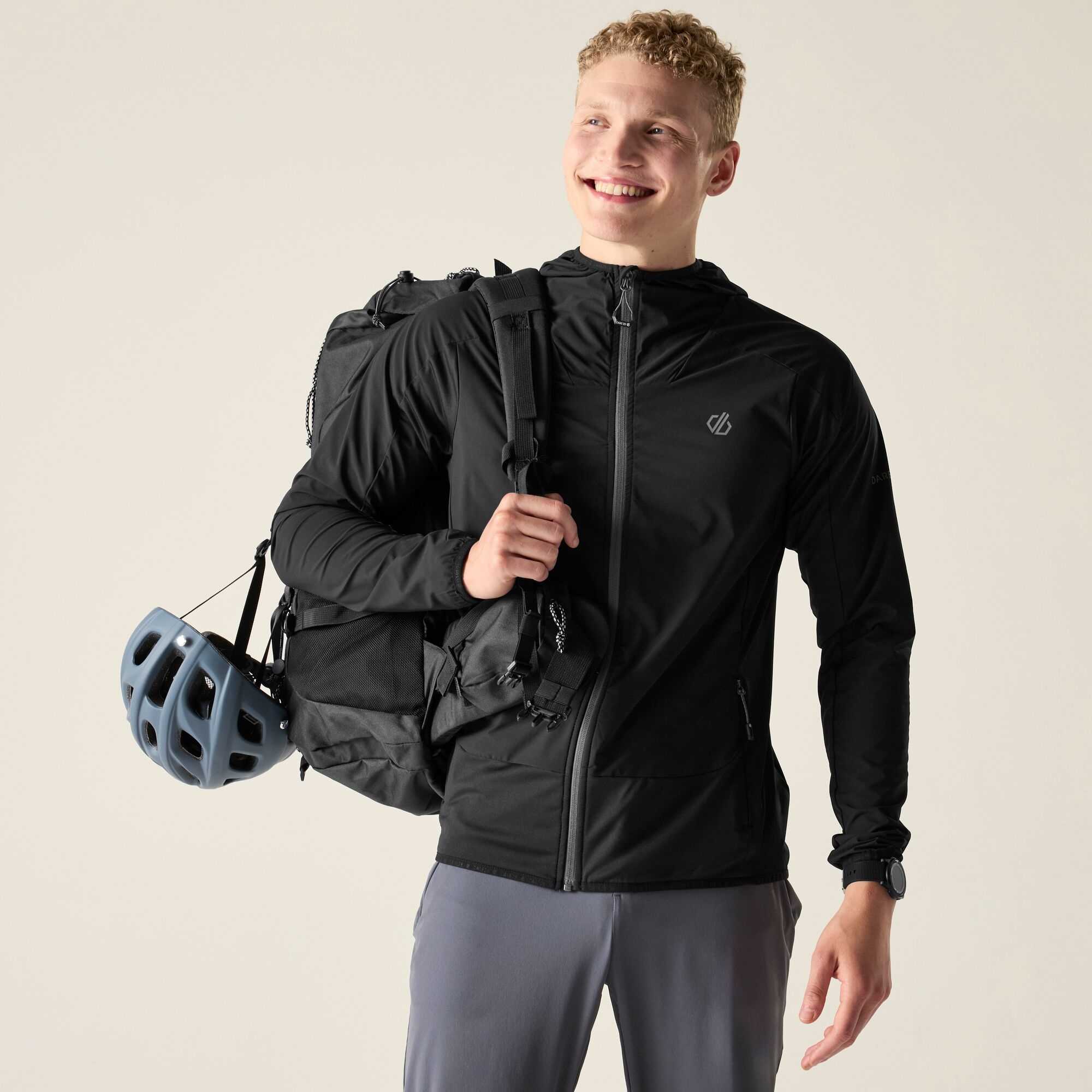 Dare 2b Bluza męska z kapturem rozsuwana Endurance Strength Stretch Czarny