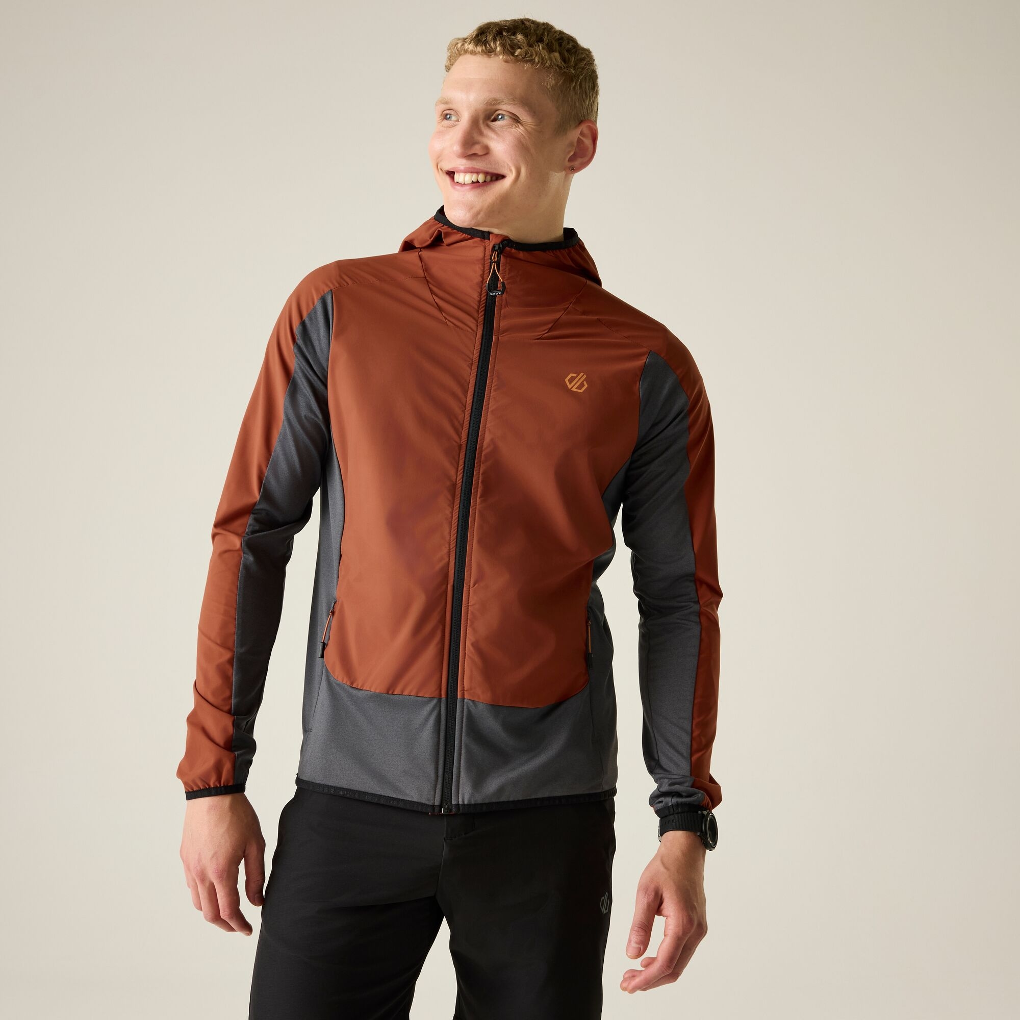 Dare 2b   Bluza męska z kapturem rozsuwana Endurance Strength Stretch Pomarańczowy
