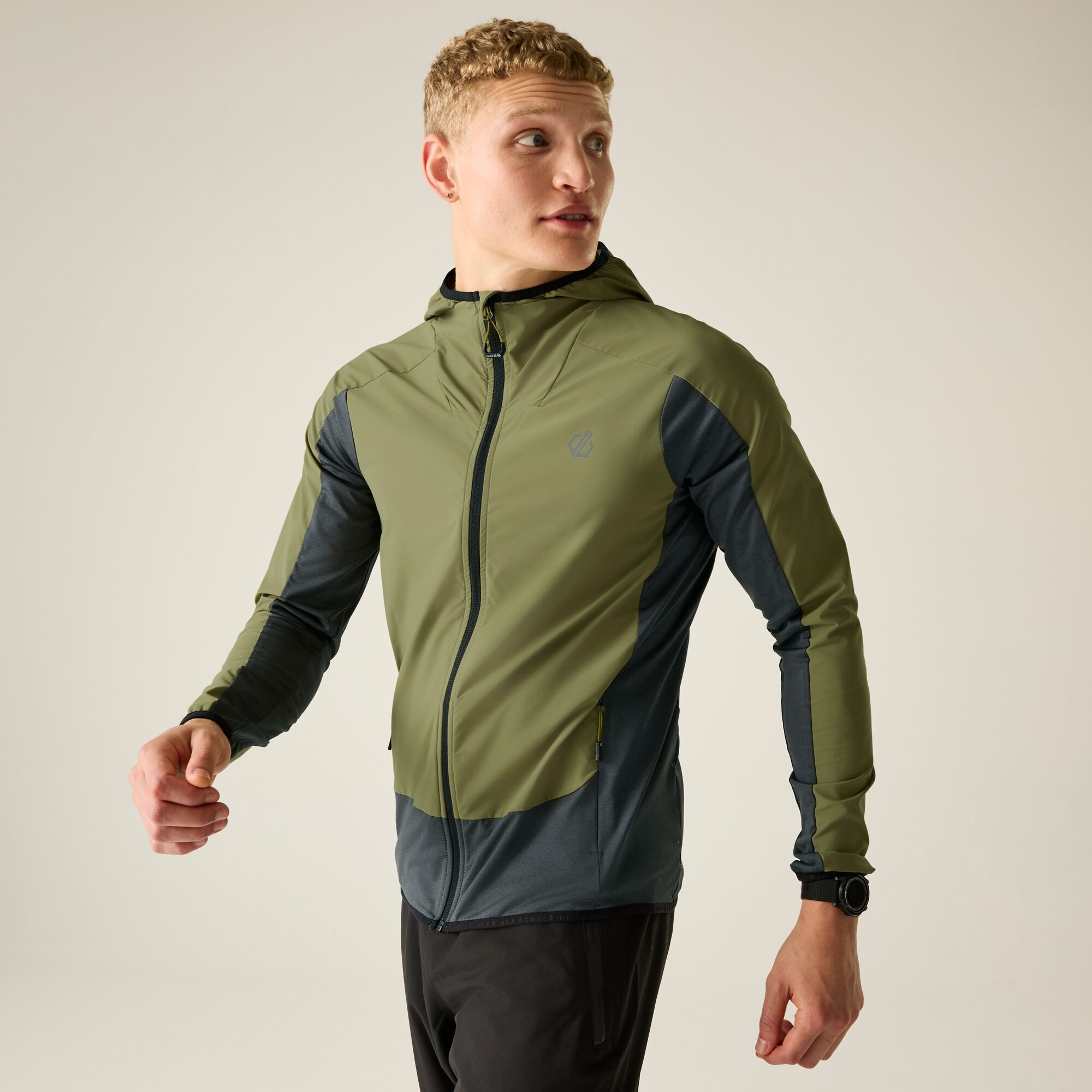 Dare 2b   Bluza męska z kapturem rozsuwana Endurance Strength Stretch Zielony
