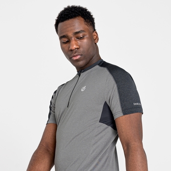 Dare 2b - Men's Aces II Half Zip lightweight Jersey   Ash Grey Marl Ebony