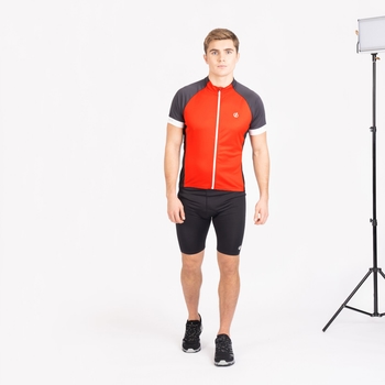 Dare 2b - Men's Protraction Full Zip Lightweight Jersey  Trail Blaze Red Ebony Grey