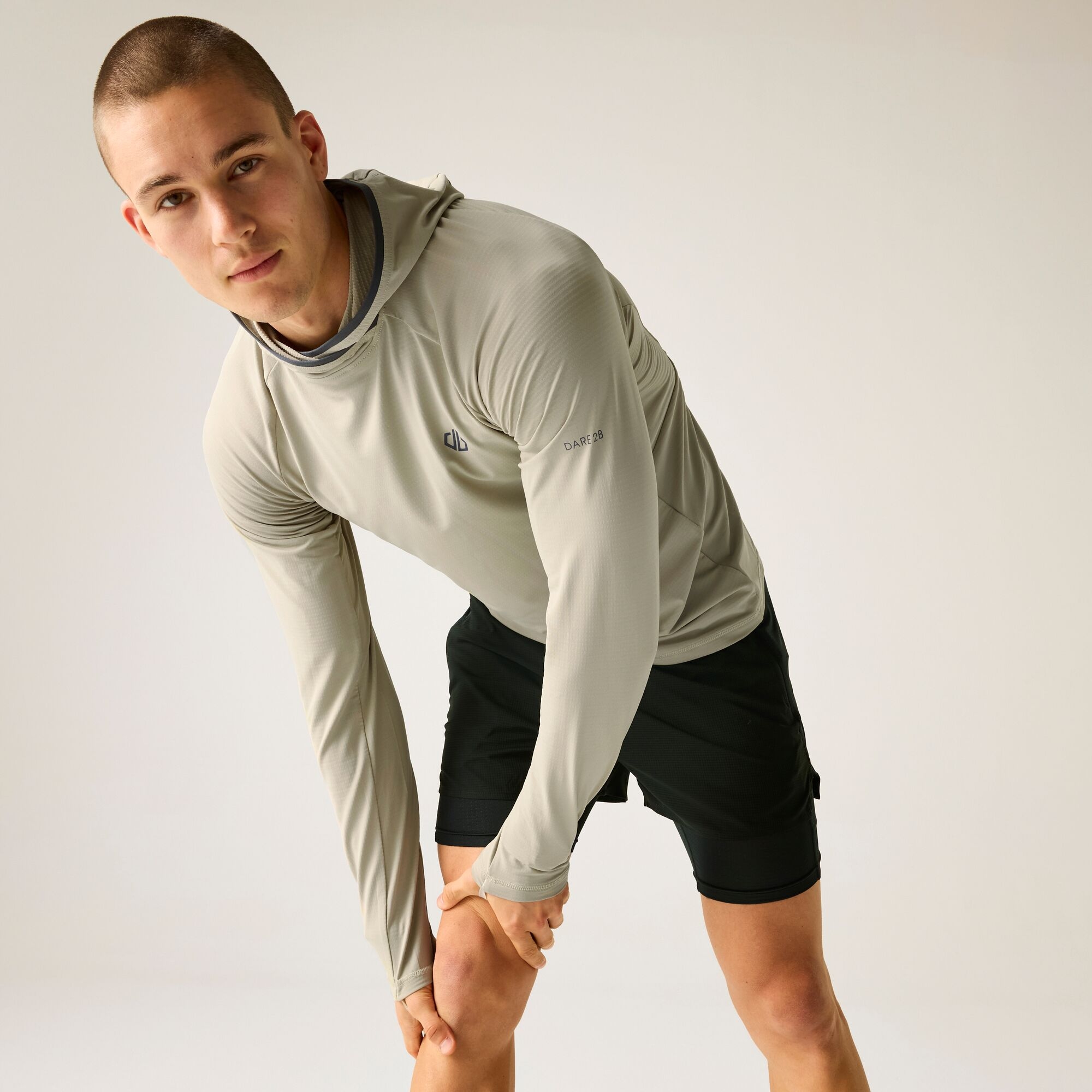 Dare 2b Bluza męska z kapturem szybkoschnąca Sprint City Beżowy