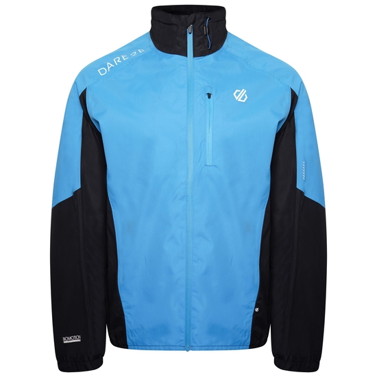 Dare 2b - Men's Mediant Waterproof Reflective Cycling Jacket Methyl Blue Black