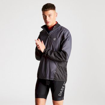 Dare 2b - Men's Mediant Waterproof Reflective Cycling Jacket Quarry Grey Black