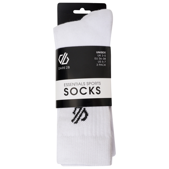 Dare 2b - Adult's Essentials Sports Socks 3 Pack White