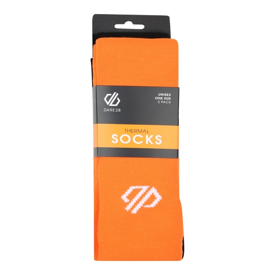 Dare 2b - Adult's Thermal Socks 2 Pack Puffins Orange Black 