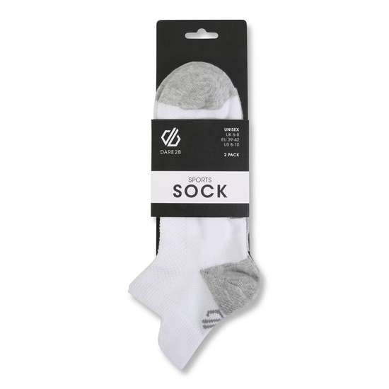Dare 2b - Adult's Accelerate Socks 2 Pack White & Ash Grey