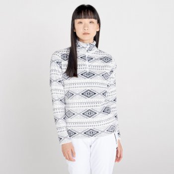 Women's Construe Half Zip Print Detail Fleece White Storm Grey