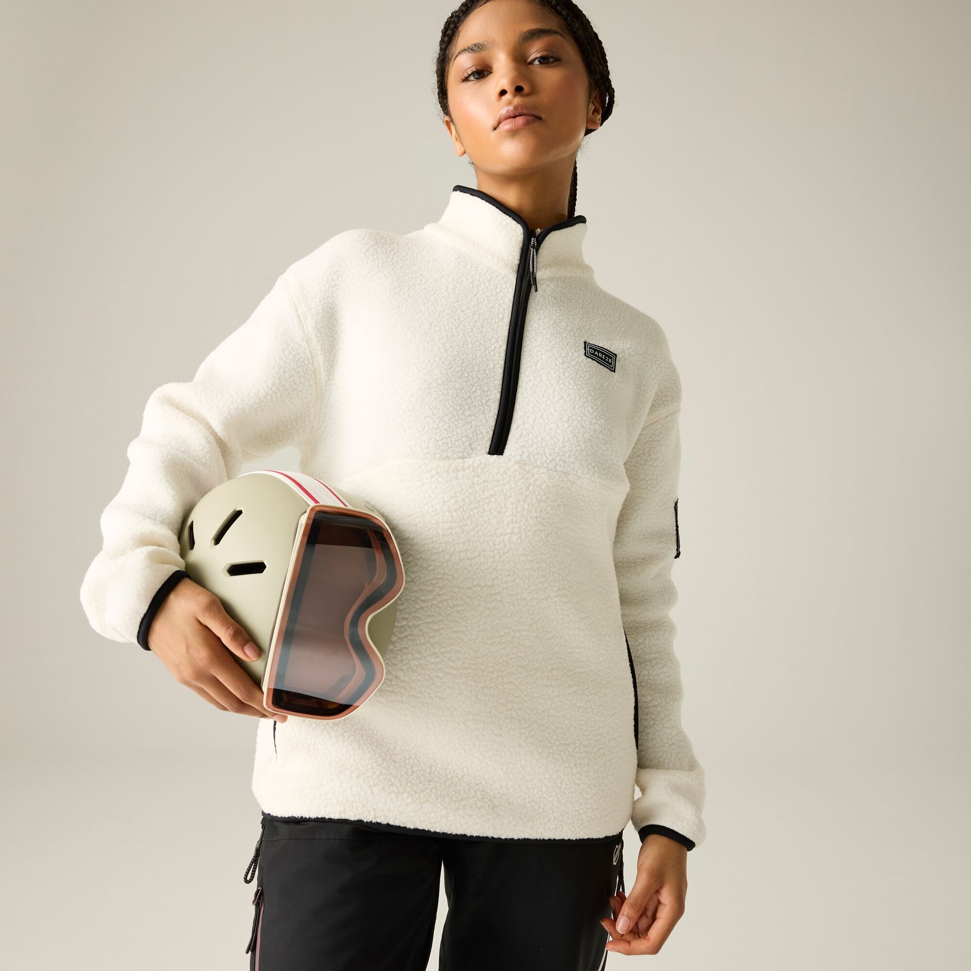 Dare 2b Women's Slide Out Half Zip Borg Fleece Sweatshirt in Ecru | Size: 10 - Image 7