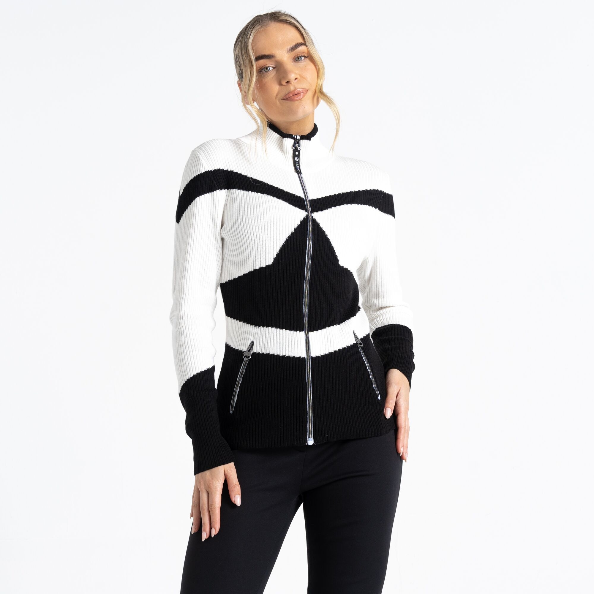 Dare 2b Damska bluza narciarska z suwakiem Rocker Czarno-biały