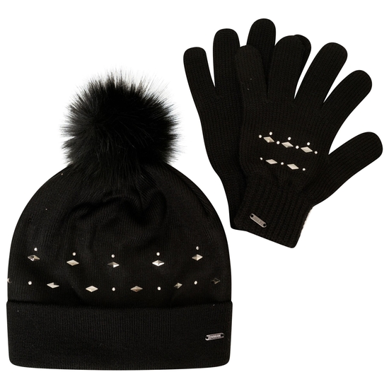 Dare 2b - Zestaw czapka i rękawiczki z kryształkami Czarny