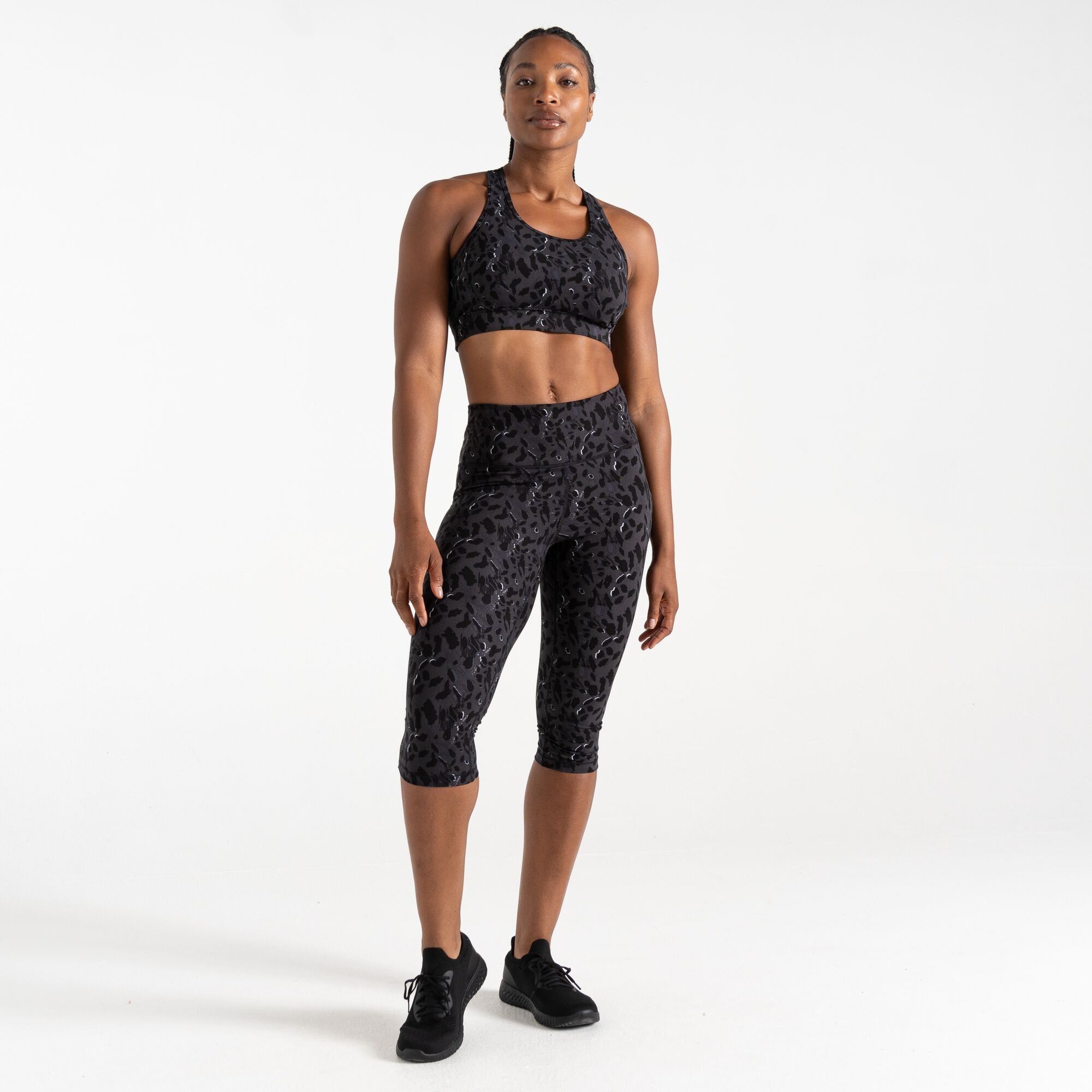 Dare 2b - Damskie legginsy do ćwiczeń 3/4 Influential Czarny