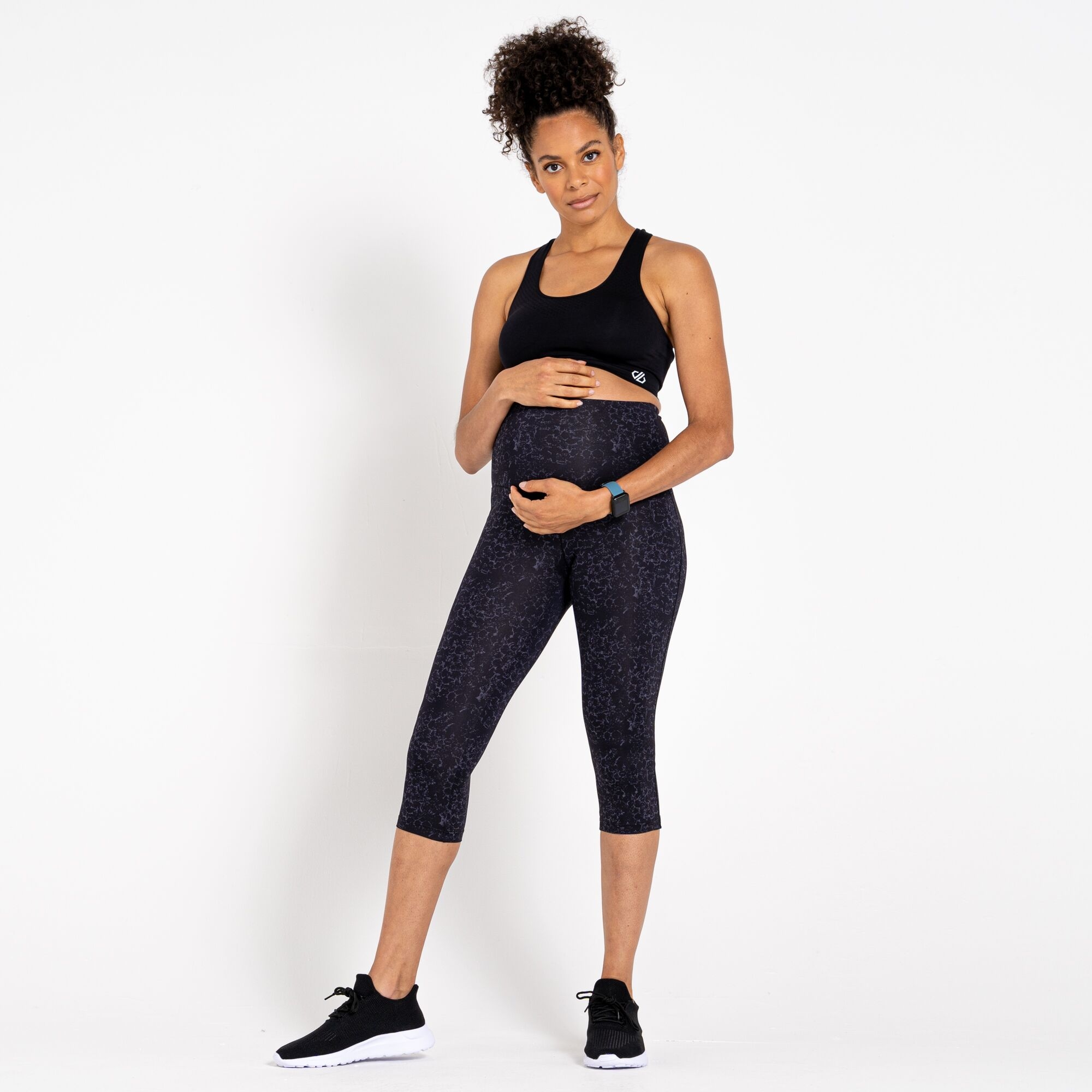 Dare 2b Damskie legginsy ciążowe Influential 3/4 Black Molecular Print