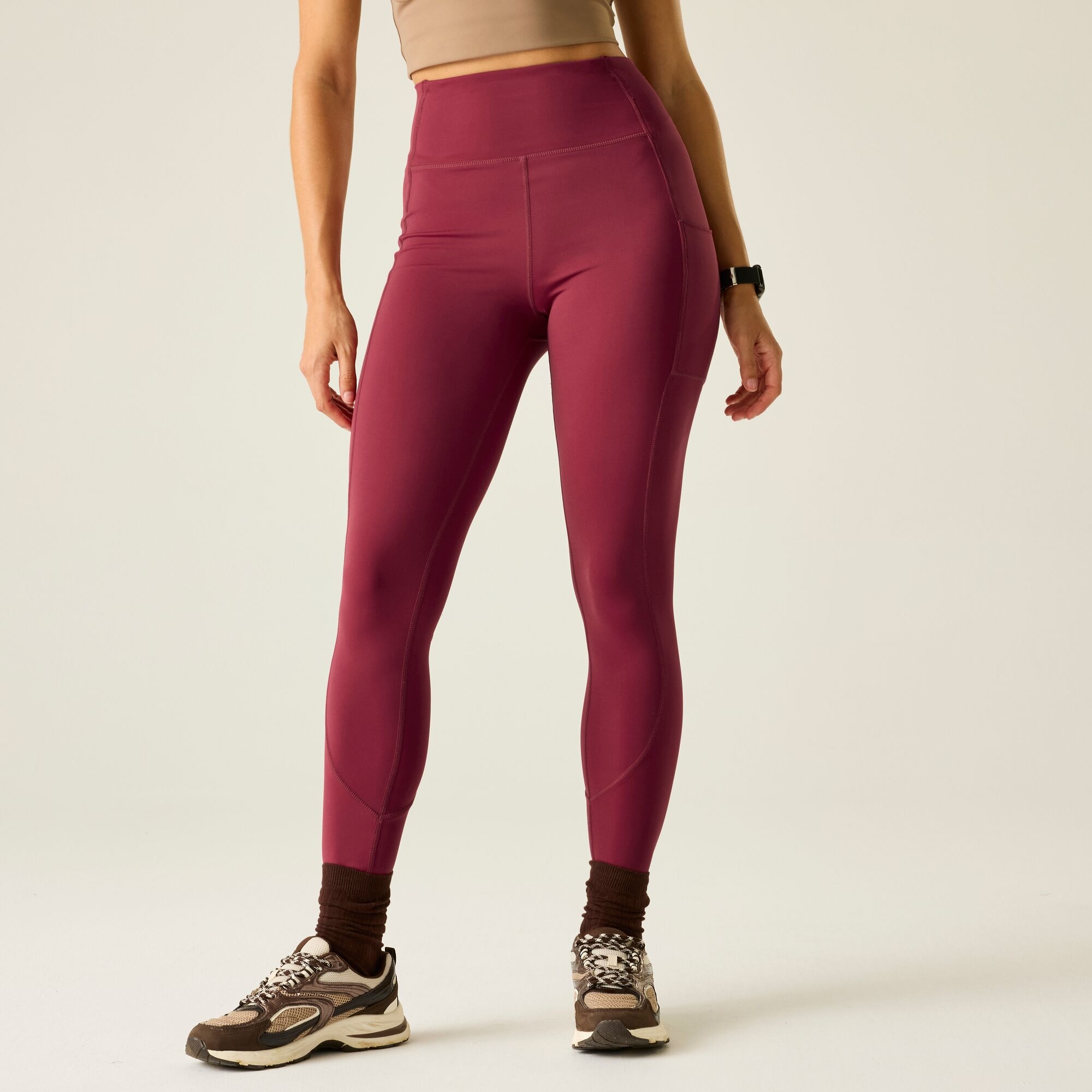 Dare 2b Legginsy sportowe damskie szybkoschnące Power Burgundowy