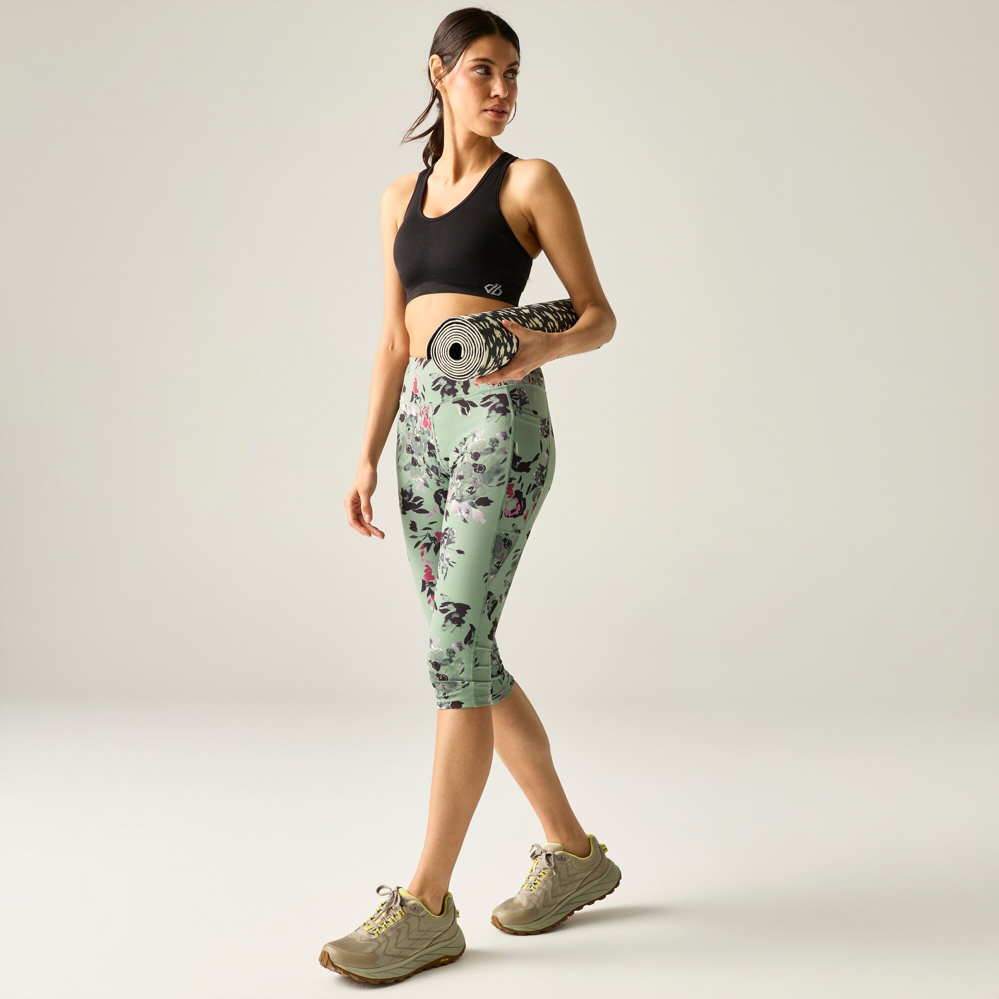 Dare 2b Legginsy sportowe damskie 3/4 szybkoschnące Influential II Zielony