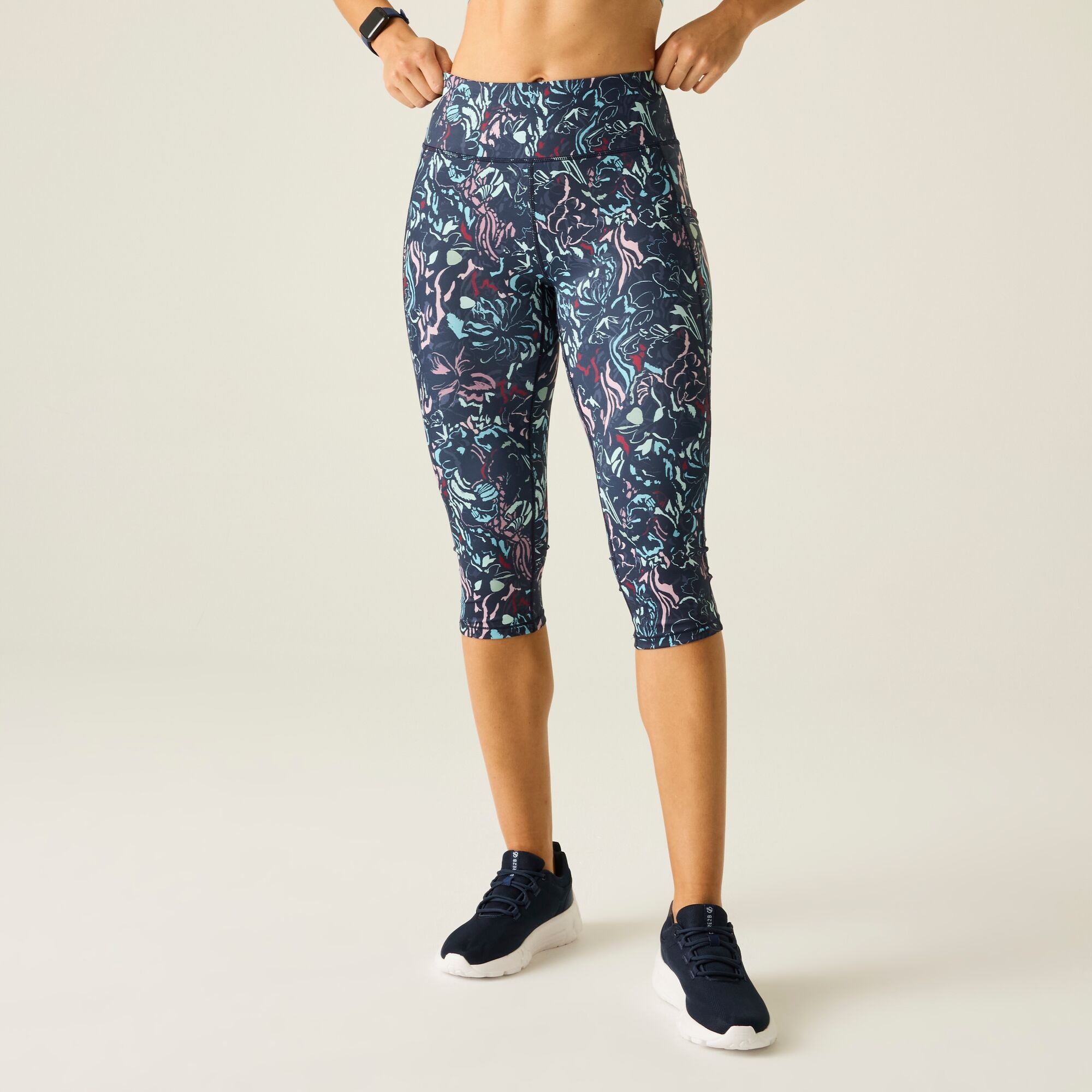 Dare 2b Legginsy sportowe damskie 3/4 szybkoschnące Influential II Niebieski