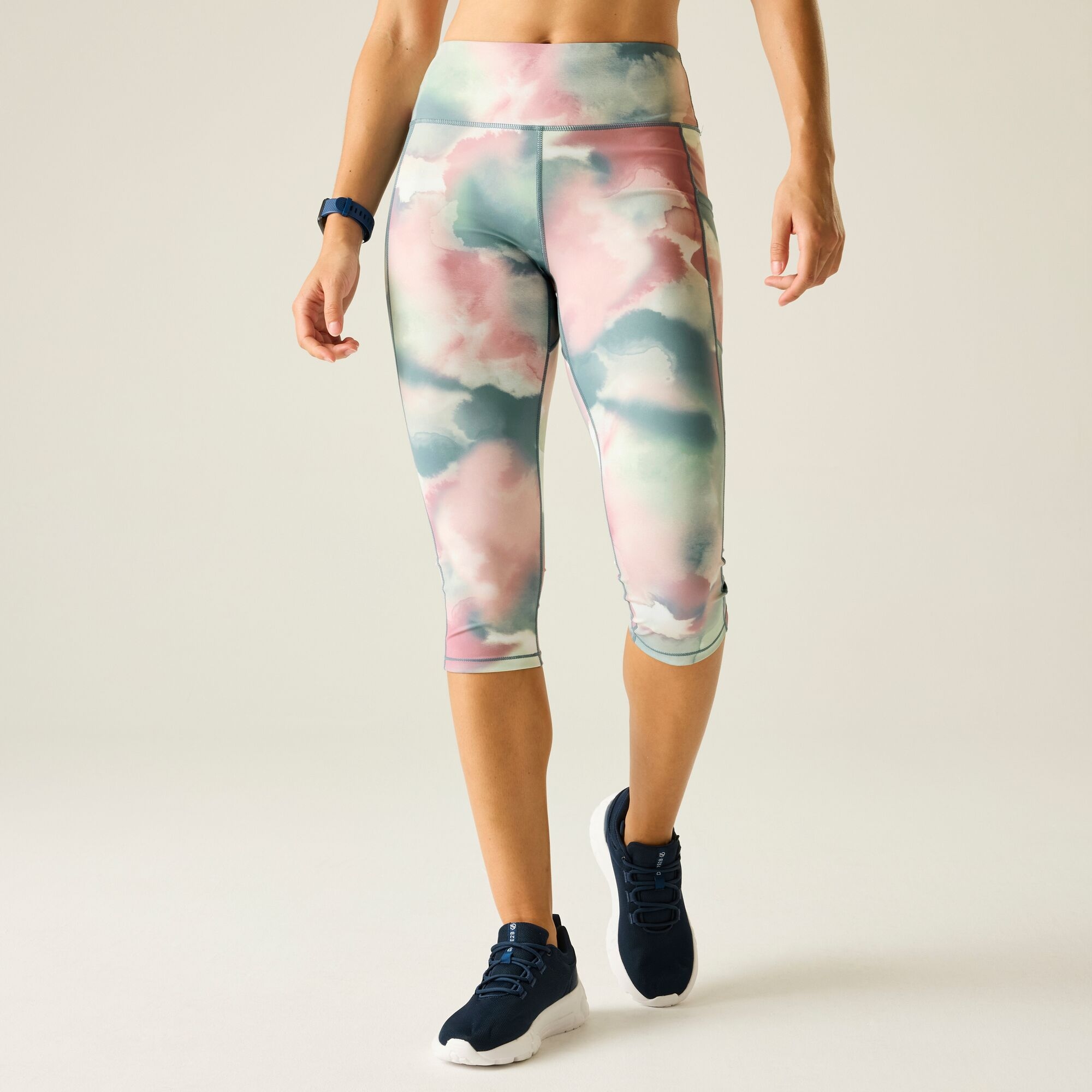 Dare 2b Dare 2b Legginsy sportowe damskie 3/4 szybkoschnące Influential II Różowy
