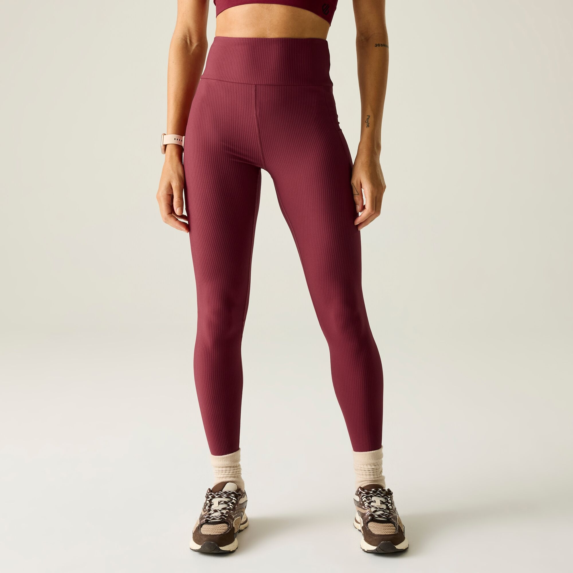 Dare 2B Women's Hustle Ribbed Leggings - Red Size 14