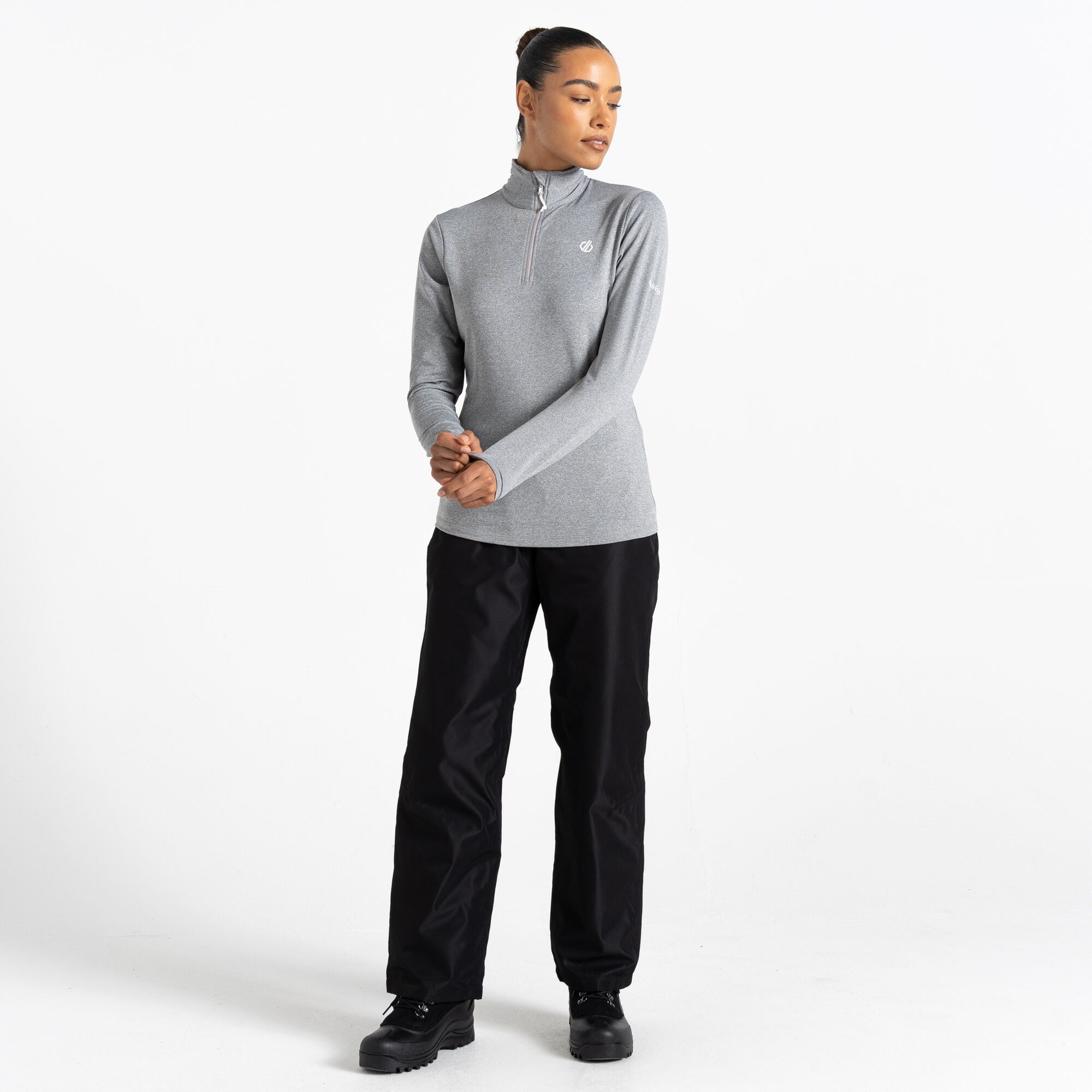 Dare 2b Women's Quick-drying Lowline II Lightweight Core Stretch Midlayer Ash Grey Marl, Size: 18