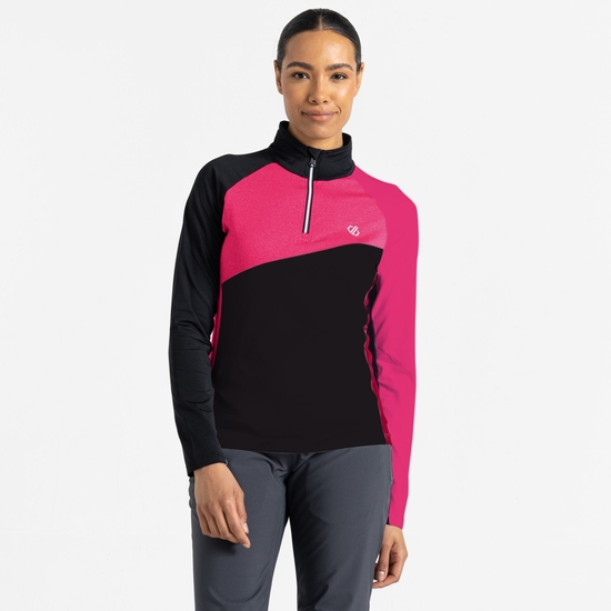 Dare 2b - Damska bluza narciarska z suwakiem Ice Core Różowo-czarny