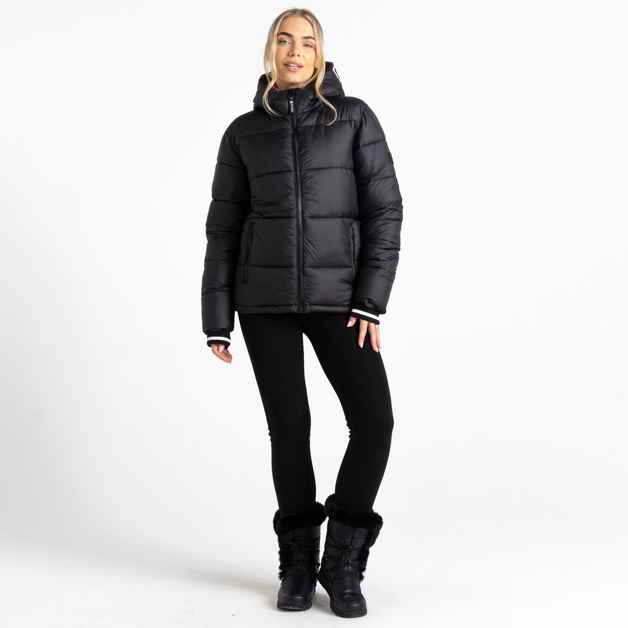 Dare 2b Damska kurtka pikowana z kapturem Chilly Czarny