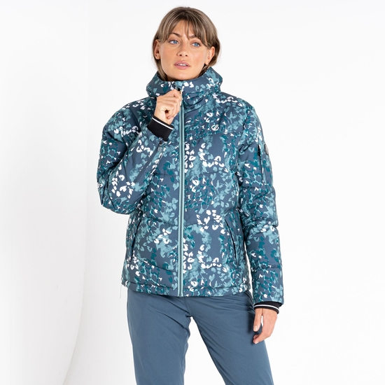 Dare 2b - Women's Verdict Waterproof Insulated Hooded Ski Jacket Canton Green Animal Print