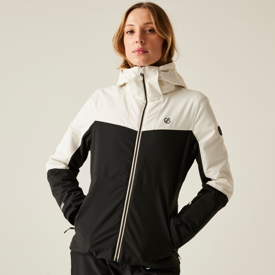 Dare 2b Women's Iced Waterproof Ski Jacket Egret White & Black