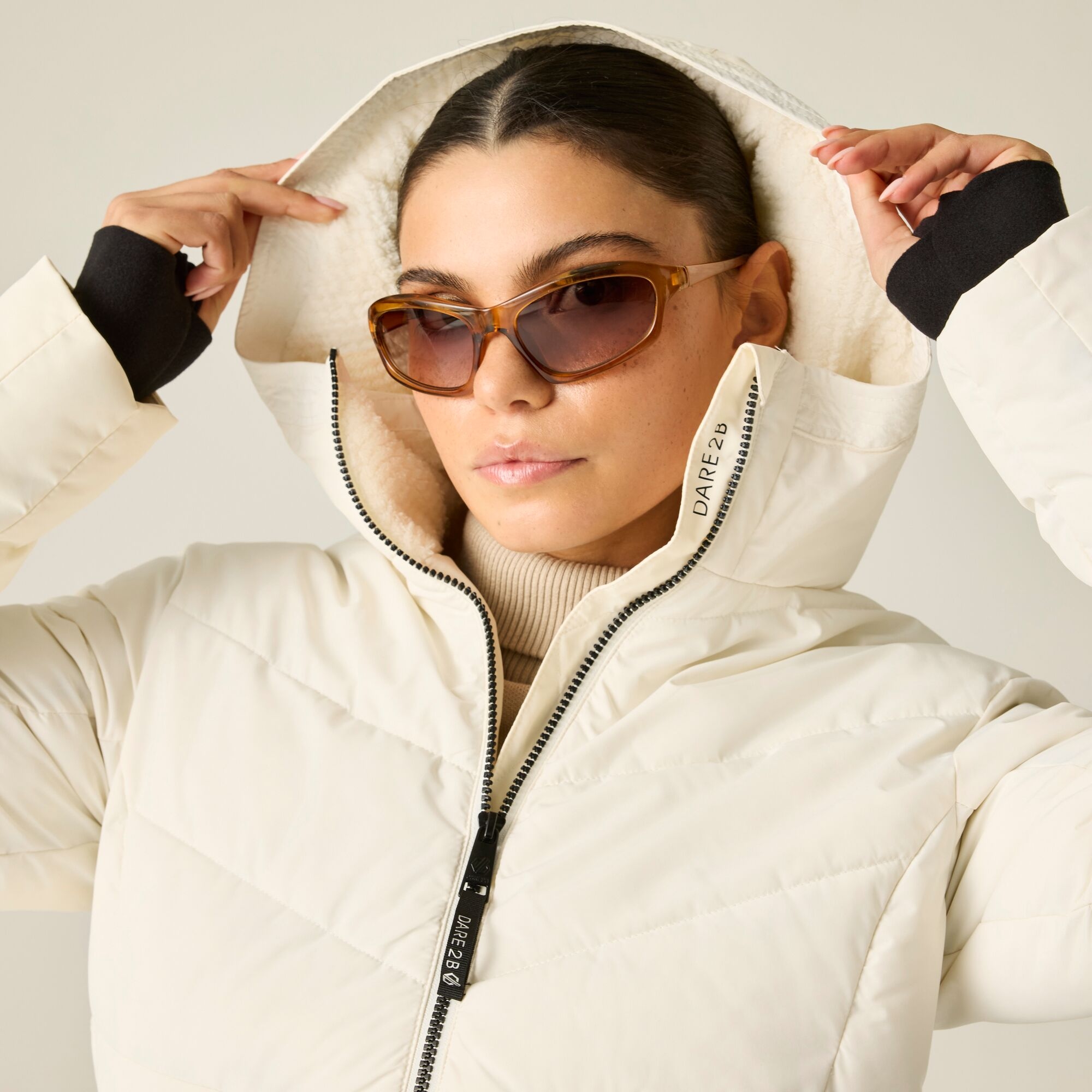 Dare 2B Women's Waterproof Glacier Longline Padded Jacket - Beige Size 14