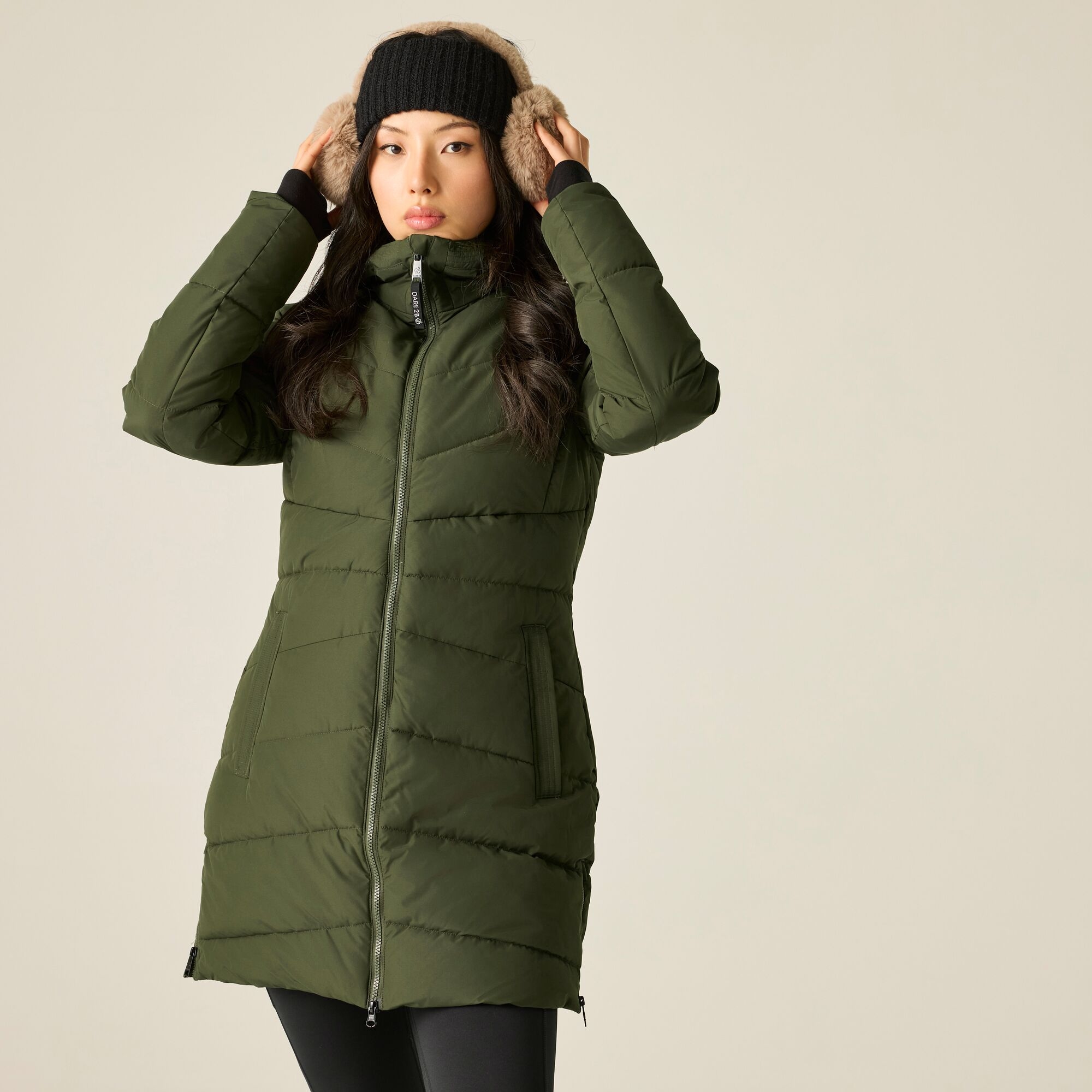 Dare 2B Women's Waterproof Glacier Longline Padded Jacket - Green Size 14