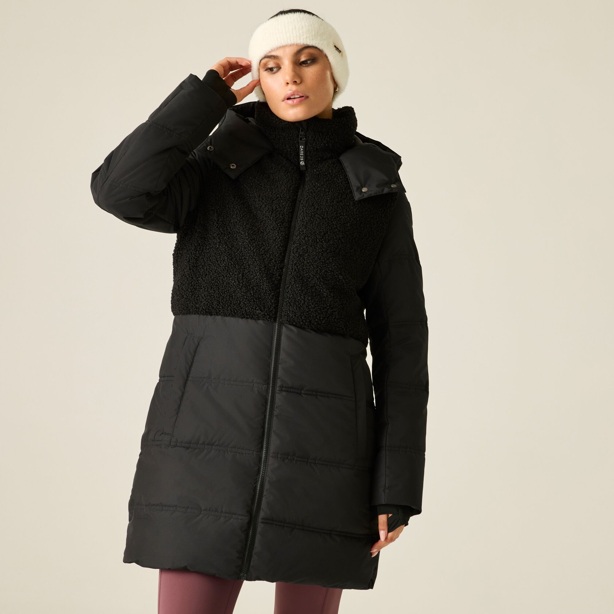 Dare 2B Women's Winter Waterproof Borg Padded Parka Jacket - Black Size 10 - Image 1