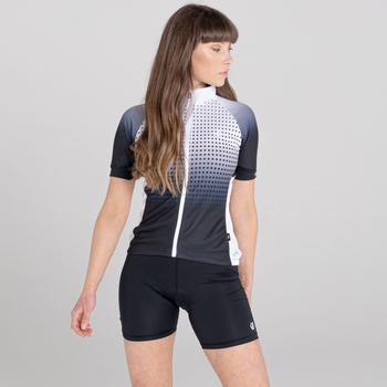 Dare 2b - Women's Propell Full Zip Short Sleeved AEP Jersey  Black Dark Gradient Grey