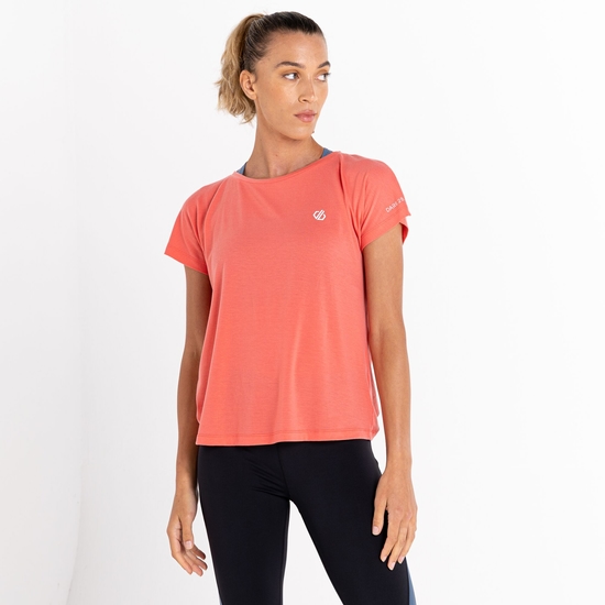 Dare 2b - Women's Persisting Lightweight Gym T-Shirt Neon Peach Marl
