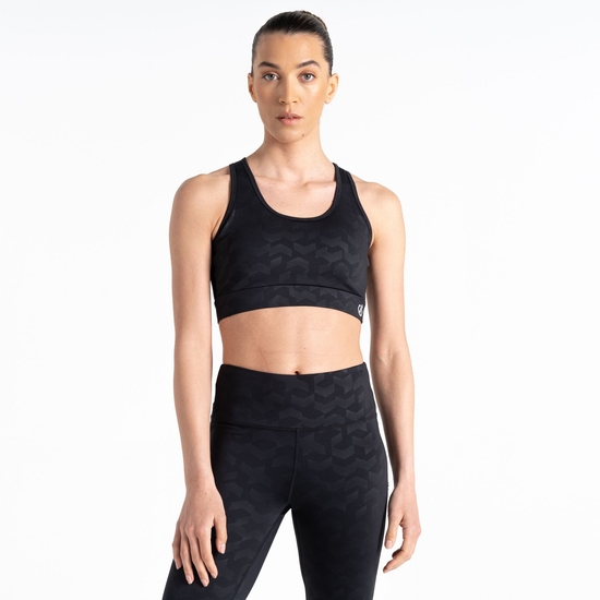 Women's Swift Sports Bra Black Chevron Print