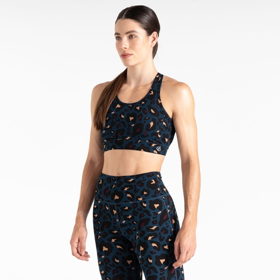 Dare 2b Women's Swift II Sports Bra Moonlight Denim Animal Print
