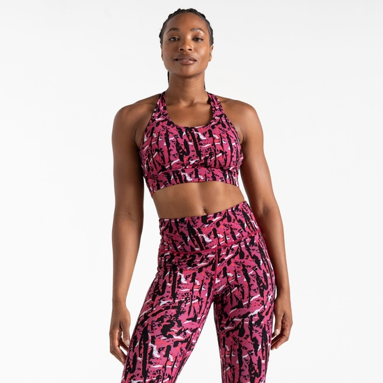Women's Swift II Sports Bra Pink Wave Zebra Print