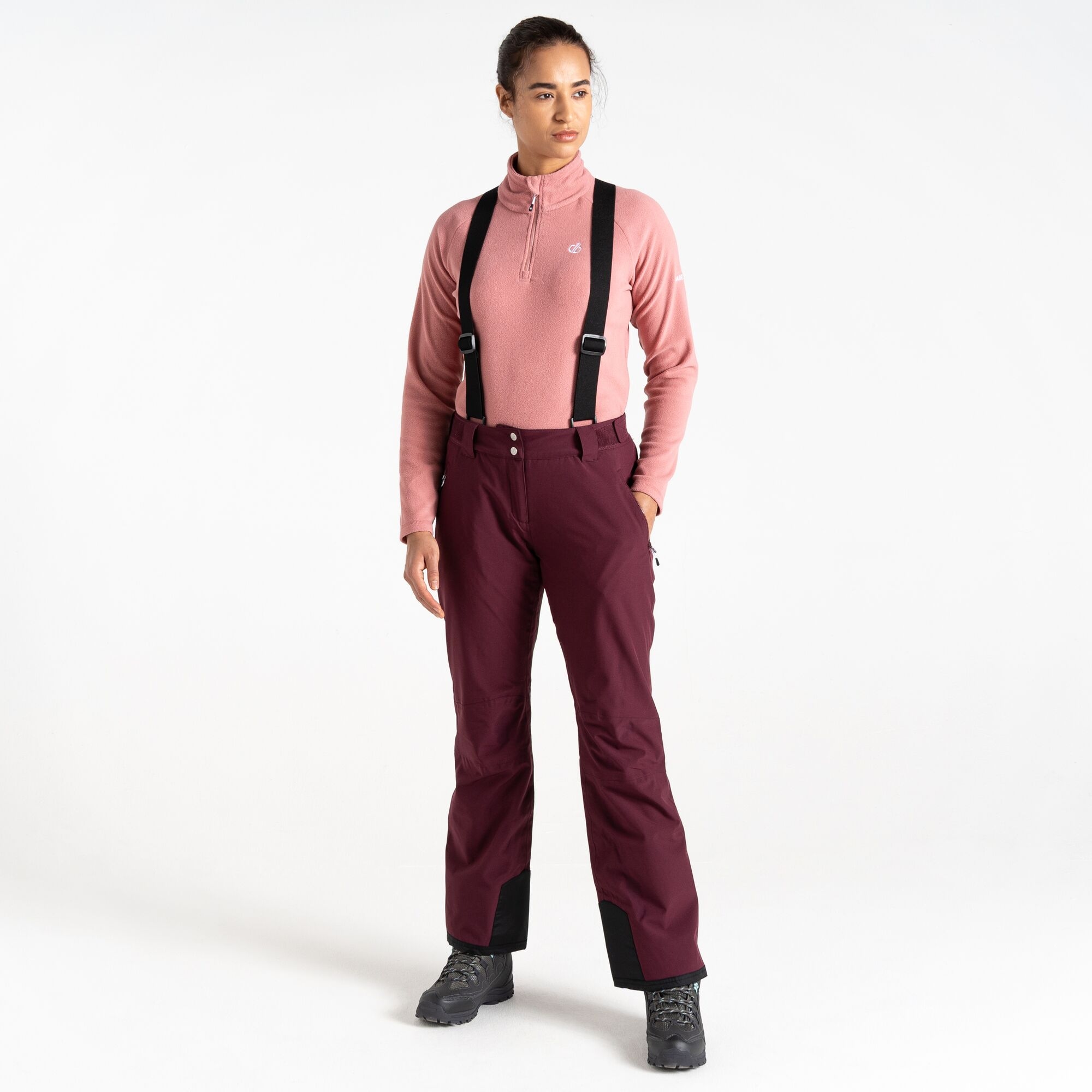 Dare 2b Spodnie narciarskie damskie z membraną z szelkami Effused II Fioletowy